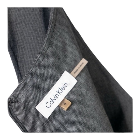 Calvin Klein Gray Belted Sleeveless Scoop Neck Future & Flare Dress NWOT Size 4 - Picture 9 of 12